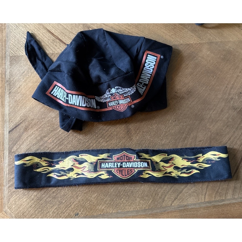 Vtg Harley Davidson Biker Bandana Durag Lot Bundle 80s 90s USA Made